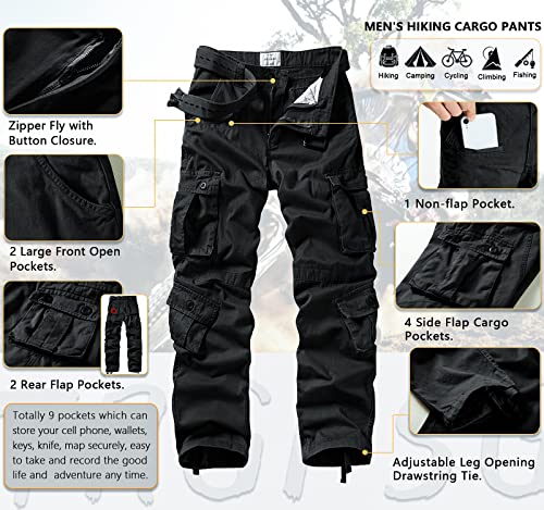 Trgpsg Cargo Pants For Men, Cotton Camo Casual Pants, Relaxed Fit Work Pants With Multi-Pocket 5334 Black 38 #TOP4