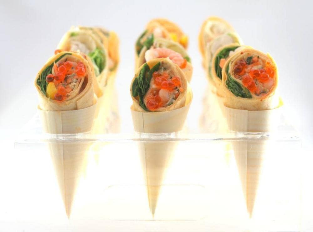 CANAPE KING - 18 Hole Quality Perspex Canape Tray Cone Stand (42 x 23 x 8cm) - Eco Friendly Natural Crockery - Like Bamboo, Wood, Paper - Great for Kids Parties, Wedding Parties (Black)