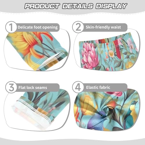 Bolaz Toddler Girls Leggings Printed Yoga Pants Leggings Blue Yellow Hummingbird for Kids3