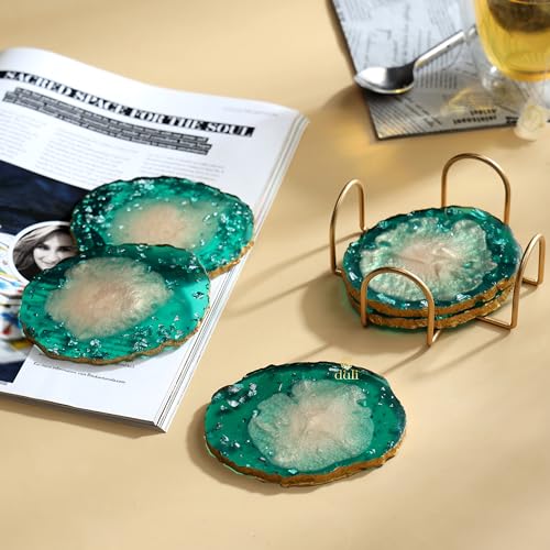 DULI Resin Coasters Set of 6 with Stand - Bar Wine Coasters for T...