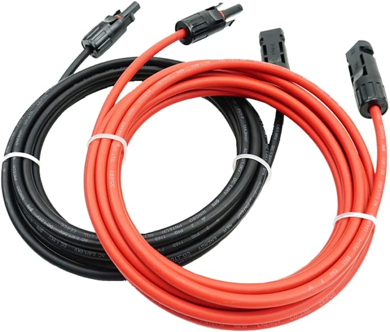 – Chedin Solar Panel Extension Cable -1M/2M/3M/5M/10M/20M/30M 10AWG(6mm²),Harness Wiring Wire Adapter with Connector,Tinned Copper Electrical Wire Cable- Red+Black(6mm²3M)