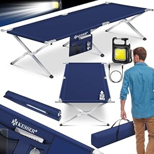 KESSER Campingbett Klappbett mit Seitentasche Navyblau
