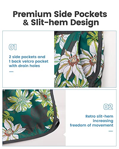 maamgic Swim Shorts Women 3.5" Quick Dry Board Shorts Stretch Swimming Shorts Vintage Bathing Suit Shorts with Pockets3