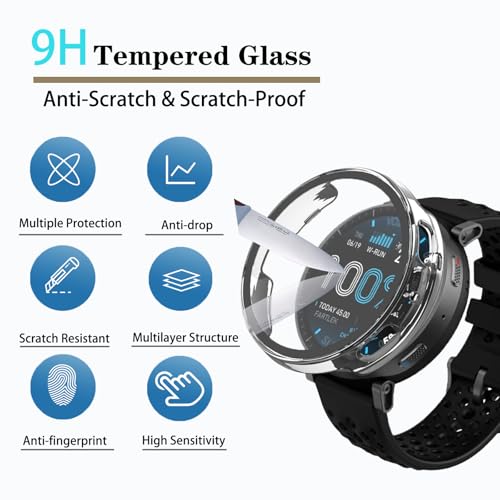 Image of [4-Pack] Screen Protector Case with Tempered Glass Compitible with Amazfit Active Max Smart Watch, Hard PC Case Screen Protector Cover Bumper Accessories for Women Men