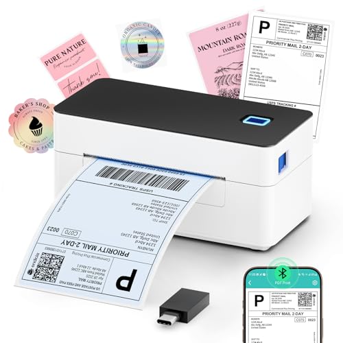 SVANTTO Bluetooth Thermal Shipping Label Printer 4x6, Compatible with Windows/Mac/Android/iOS, High-Speed 4x6 Label Printer for USPS, UPS, Ebay, Etsy, Shopify, Poshmark, Inkless Printing