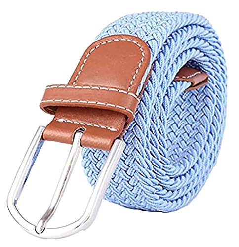 Belt for Mens Braided Stretch Belt with No Holes Elastic Fabric Woven Belts