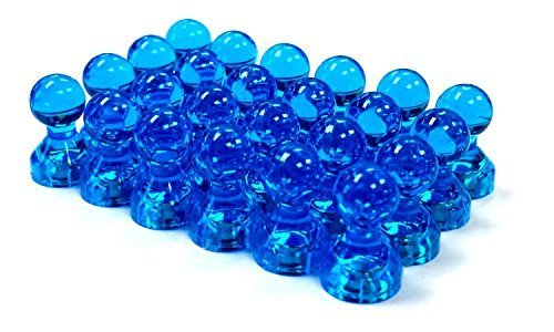 24 Blue Push Pin Magnets - Perfect Magnet Set for Maps, Whiteboards, Calendars and Refrigerators