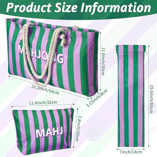 FYSUIMU Bolsa para Mahjong Rayas Verde y Púrpura miniatura 2
