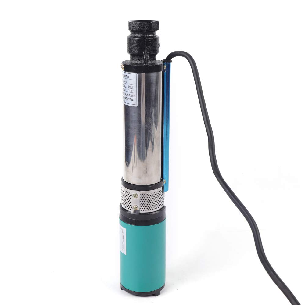 Solar Submersible Water Pumps - Submersible Well Pump 24V DC 320W Deep Well Pump Max. Flow 5m³/h, Max. Head Lift 25m