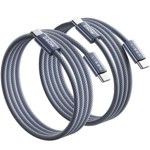 LISEN USB C to USB C Cable, 240W C to C Cable PS/2 Fast Charging [3.3FT, 2 Pack] Type C Charger Fast Charging USBC to USBC Cable for iPhone 17 16 15 Pro Max iPad MacBook Neo Air