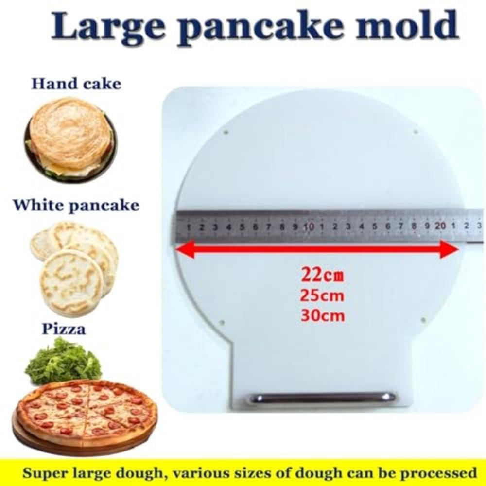 Prensa de masa eléctrica, laminadora de rodillos para pizza comercial | 400 por Hora, Platos de 22/25/30cm, Presión 2000N, Acero Inoxidable para Restaurantes(25cm)
