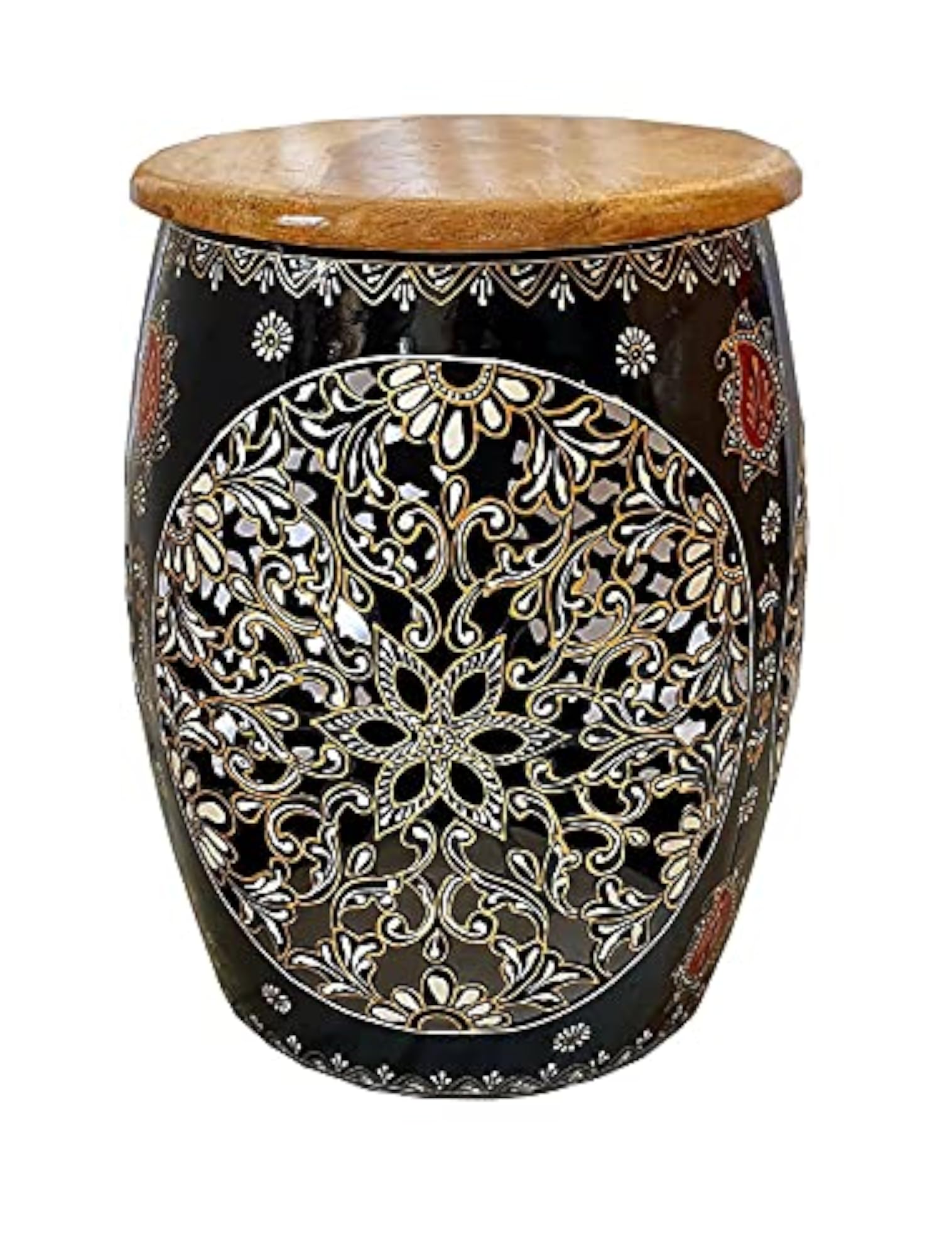 Hand Painted Metal Stool for Home Decor