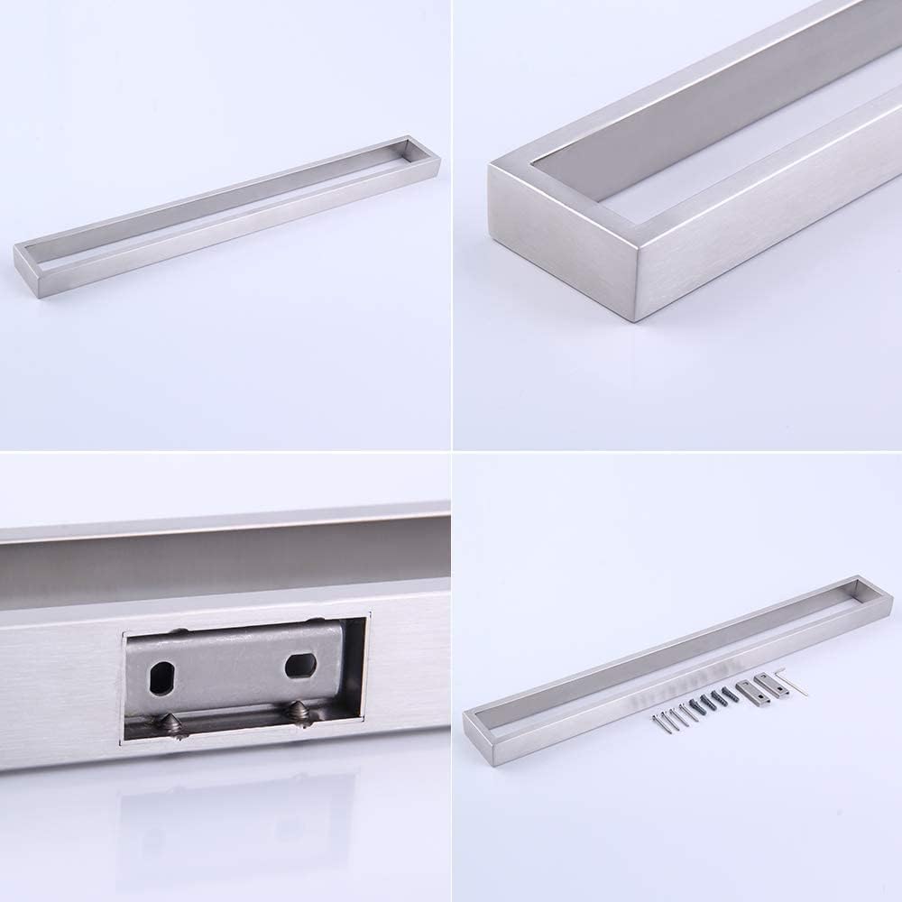 24-Inch Single Towel Bar Towel Holder Bathroom Organizer, SUS 304 Stainless Steel Square Wall Mount Brushed Finish