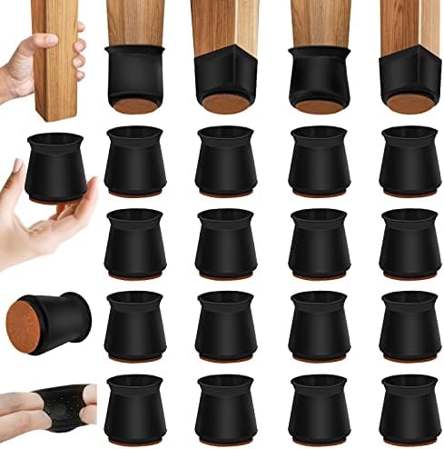 16 Pcs Silicone Chair Leg Floor Protectors,Chair Leg Cover with Wrapped Felt,Furniture Pads for Hardwood Floors,Silky Smooth Without Noise Worries-Medium (Fit:0.9''-1.25'')