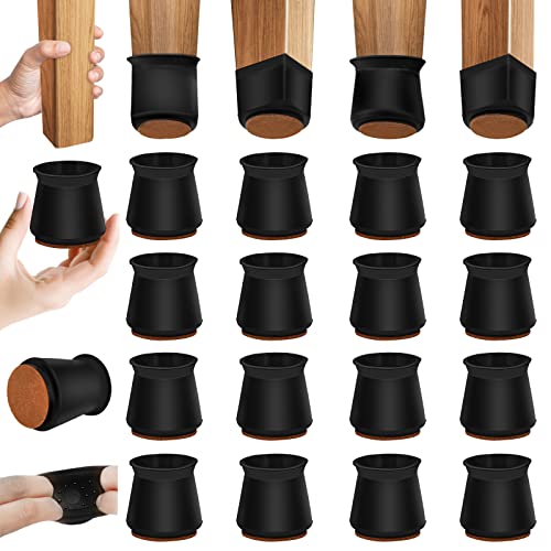16 Pcs Silicone Chair Leg Floor Protectors,Chair Leg Cover With Wrapped Felt,Furniture Pads For Hardwood Floors,Silky Smooth Without Noise Worries-Medium (Fit:0.9''-1.25'') #TOP2