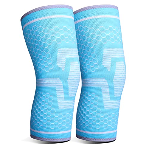 KUBAO 2 Pack Compression Knee Brace for Working Out, Running, Gym, Fitness, Weightlifting High Stretch Knee Pads for Meniscus Tear, ACL, Arthritis, Joint Pain