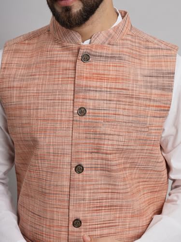 Image of LATEST CHIKAN Men's Traditional Cotton Solid Nehru Jacket /Waistcoat