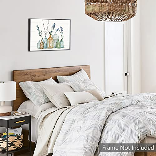 Selitiyer Bathroom Wall Art Rustic Flower Wall Decor Farmhouse Butterfly Wall Art Mason Jar Floral Poster Modern Gallery Canvas Prints For Kitchen Living Dining Room Home Decor 24X16 Inch No Frame #TOP3