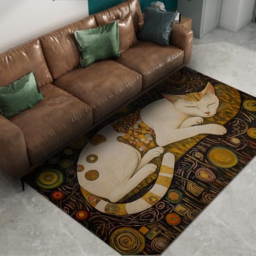 Tapis de chambre chat dormant antidérapant lavable pour sol glissant