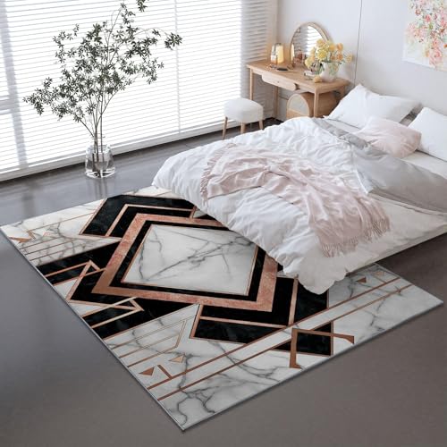 Tapis marbre blanc lavable grand format 190x250cm antidérapant - 4
