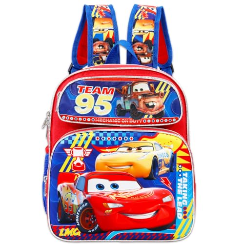 Disney Cars Mini Backpack with Lunch Box for Kids - Bundle with Pixar 12" School Bag, Lunch Box, Stickers, More | Pixar Cars School Supplies for Boys2