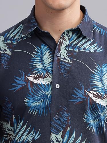 Image of MODERN ELEGANCE Men Slim Fit Navy Small Liberty Floral Printed Casual Shirt