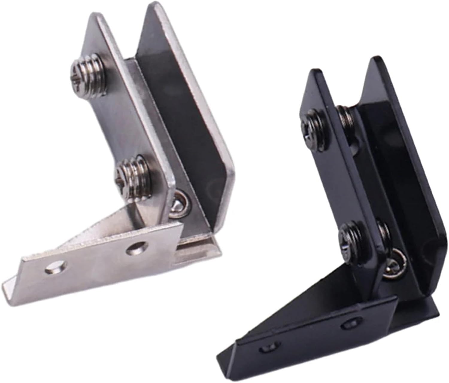 2PCS Glass Clip Non-Perforated Glass Door Hinge Display Cabinet Glass Cabinet Hinges Side Glass Door Hinge(Black)