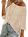 CRAZY GRID Summer Sweaters for Women Fashion Knitted Tops 3/4 Short Sleeve Beige Round Neck Blouses Dressy Casual Crochet Hollow Out Outfits Apricot Large