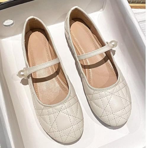 LUXINYU Mary Jane Shoes for Women Fashion Argyle Upper Round Toe Hook and Loop Ankle Strap Ballet Flats Comfortable Work Flats Daily Dress Shoes3
