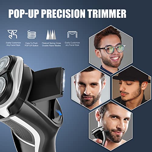 Men Electric Razor, Roaman Rechargeable Corded And Cordless Electric Shaver For Men With Pop-Up Trimmer, Wet Dry Ipx7 Waterproof Led Display 100-240V #TOP4