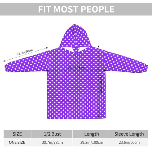 Sweat à capuche couverture en flanelle à pois violets, l'idée cadeau confort idéale - 6