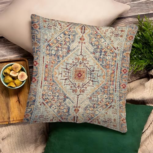 Buael Boho Throw Pillow Covers 20X20 Inch Set Of 2,Bohemian Vintage Carpet Pattern Antique Ethnic Decor Double Sided Pattern Cushion Cover Soft Pillow Case Living Sofa Room Bed Square Pillow Cover thumb #3