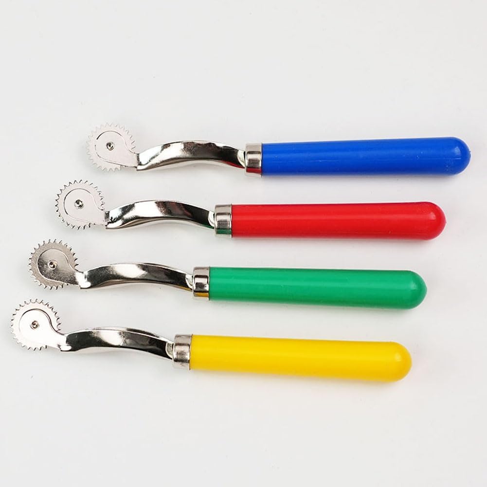 4 Pieces Tracing Wheel Metal Tracing Wheel Sewing Tracing Wheel Pounce Wheel Overstitch Wheel Perforator Wheel Cardboard Perforator Wheel with Plastic Handle(Multicolor, 15.5cm)