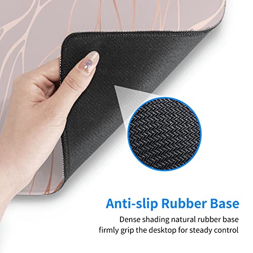 Image of Large Gaming Mouse Pad XL, Abstract Rose Marble Full Desk Mousepad with Stitched, Long Non-Slip Base Keyboard Pad, PC Laptop Computer Mat Gifts for Women Girl Office Decor, (Rose Gold, 31.5*11.8 In)