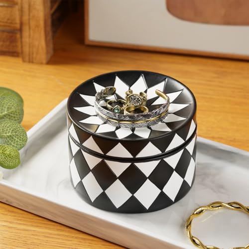 Coffret à Bijoux Moderne en Résine avec Couvercle Porte-Rangement - 4