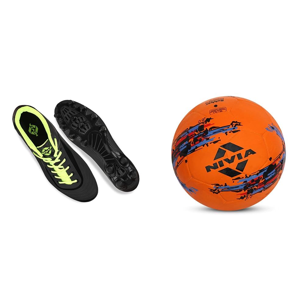 Nivia Airstrike Football Stud for Kids (Black) UK-4 Storm | Size 5 (Orange)-picture-16