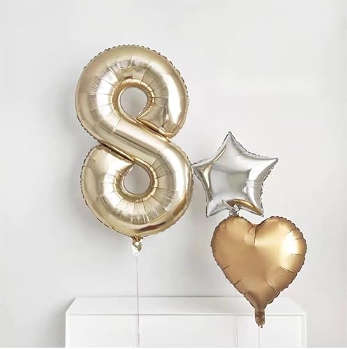 Miniatura 8 de JEYE Globos dorados claros con el número 18 y platino de 40 pulgadas, globos gigantes gigantes de cumpleaños de Mylar de número 1 y 8 para