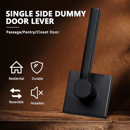 Image of NEWBANG Single Sided Dummy Door Handle for Closet or Pantry, Non-Turning Matte Black Reversible Interior Push /Pull Lever, HD1601-DB-Dummy-15P