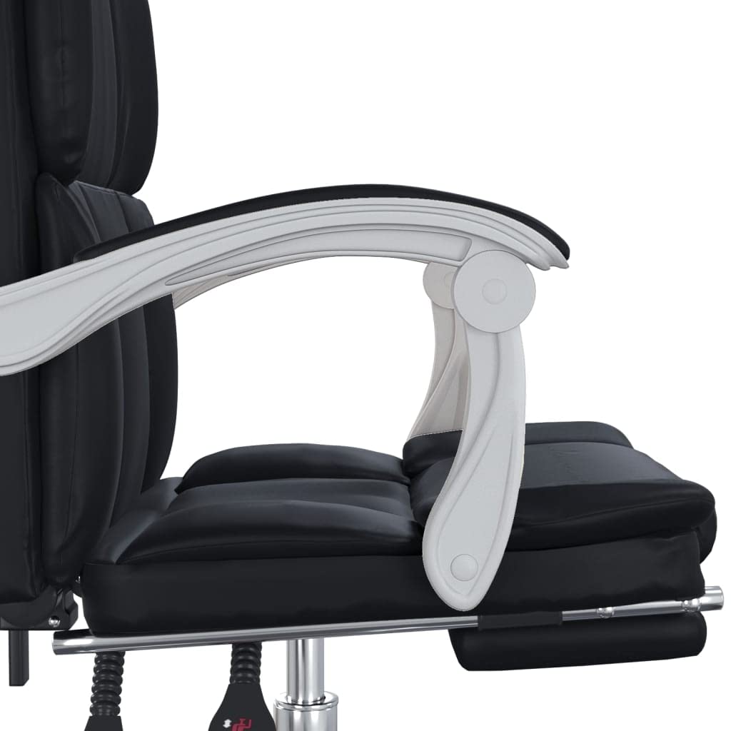 Silla de oficina reclinable y respaldo ajustable, piel sintética, rotación de 360 grados, estructura de metal resistente, incluye instrucciones de montaje (idioma español no garantizado)