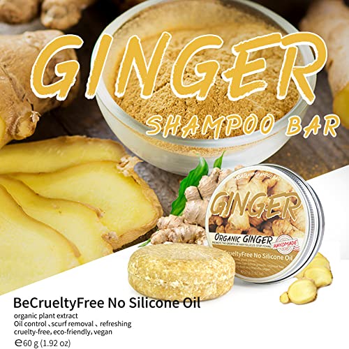 2 Pcs Ginger Hair Regrowth Shampoo Bar,Ginger Shampoo For Hair Progress