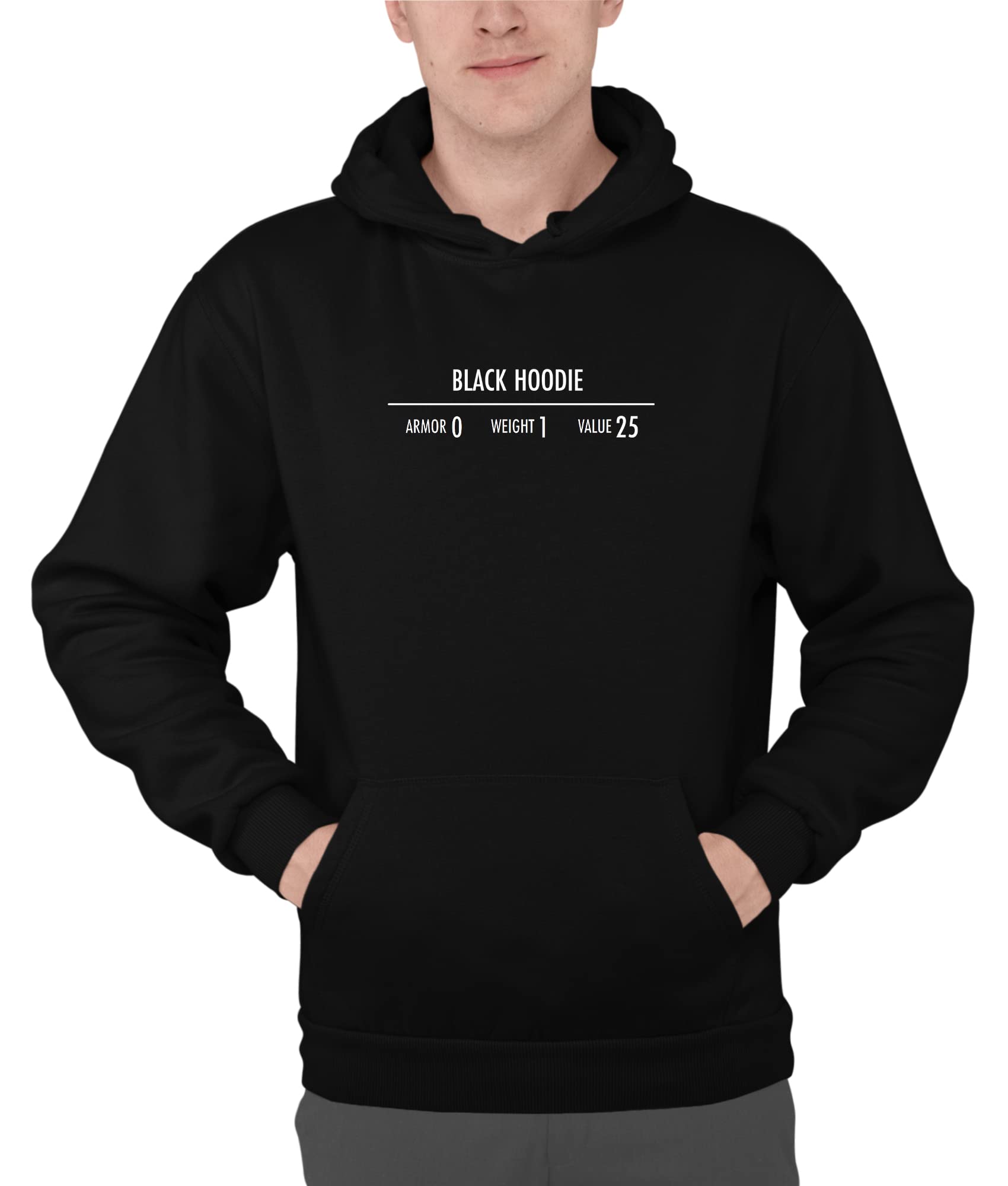 LuxylUnisex Black Hoodie Armour Stats Hoodie