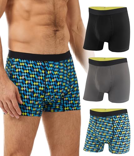 BEENIUBEE Incontinence Pants for Men,50ML Absorbent Washable Incontinence Boxers Brief for Men, Reusable Leakproof Boxer Underpants,Underwear Trunks 3 Pack(Multicolor01,L)