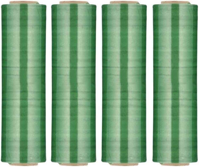 PSBM Green Stretch Wrap, 4 Pack, 18 Inch x 1500 Feet, 80 Gauge, Dark/Opaque Hand Stretch Film Rolls for Packaging Moving Packing Pallets