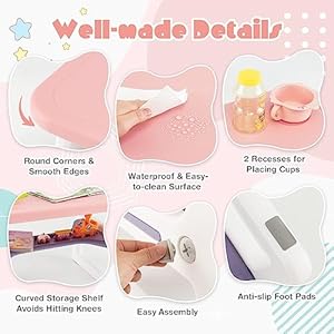 Costzon kids table and chair set 3 piece plastic activity table with building blocks storage shelf for children reading drawing writing arts crafts toddler table and chair set pink  urban country home decor