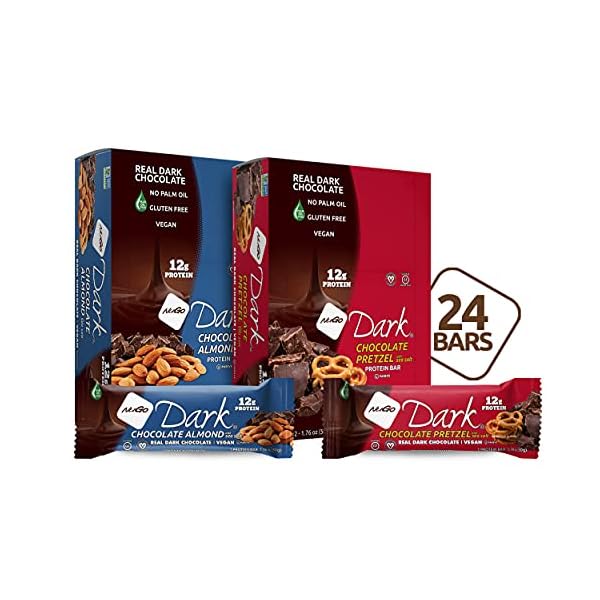 NuGo Dark Variety Pretzel w/ Sea Salt 12 bars & New! Chocolate Almond