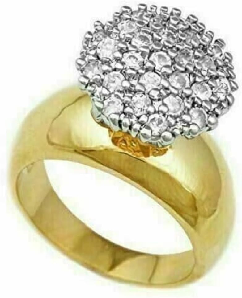 Diamond Cluster Engagement Ring - Yellow Gold Finish For Women