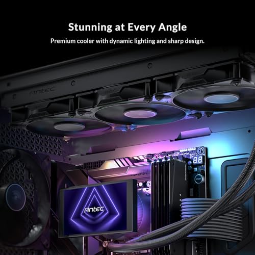 Image of Antec Vortex View 360 AIO Liquid CPU Cooler, 5 inch IPS Screen, 3x120mm PWM Fans, Customizable Display, High-Performance Pump, Rotatable Ball Joint, RGB Backglow System, Intel LGA 1700 /1851 & AMD AM4 /AM5