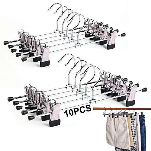 Perchas para Pantalones Vaqueros 10 Pcs Perchas De Falda De Pantalones Percha De Jean Perchas con Clips Perchas De Metal Perchas para Pantalones De Armario para Pantalones Faldas Antideslizantes Cover