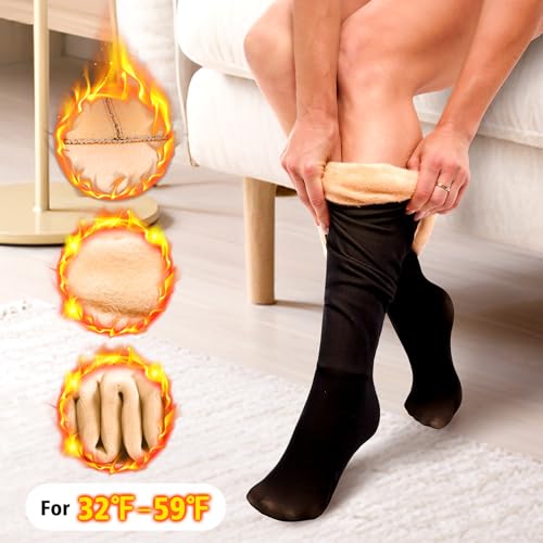 SINOPHANT Fleece Lined Tights for Women, Fake Translucent Warm Pantyhose Sheer Thick Tights for Winter3