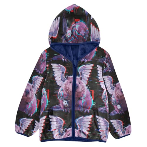 Angelic Beavers with Mechanical Wings Toddler Fleece Jacket Girl Boys Hooded Fleece Jacket Coat